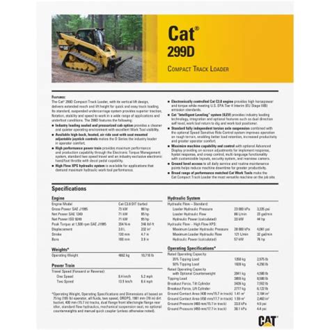 299 cat skid steer specs|cat 299d spec sheet.